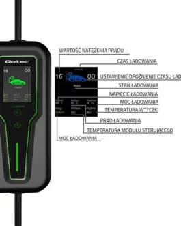 Alternative view of Qoltec Mobile зарядно for EV 2in1 type2 7kW CEE 3PIN