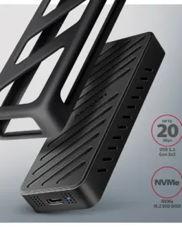 Alternative view of AXAGON EEM2-20G USB-C enclosur e Gen2 M.2 NVMe SSD 20G