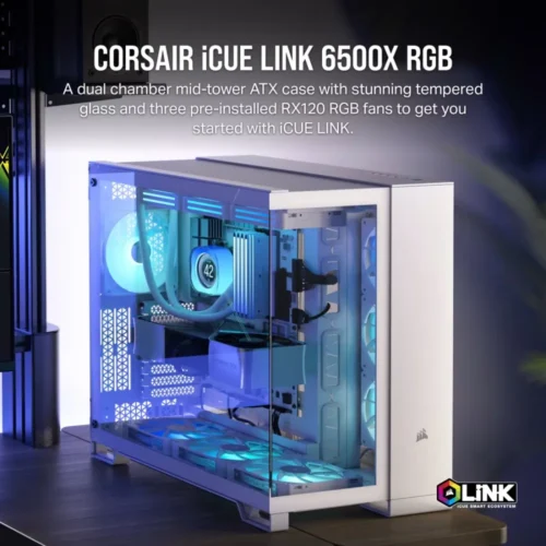 Alternative view of Corsair iCUE LINK 6500X RGB Mid-Tower ATX бял