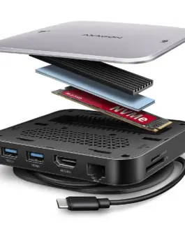 AXAGON HMC-UFO USB hub 9in1 10Gbps HDMI M.2 NVMe LA