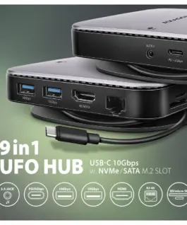Alternative view of AXAGON HMC-UFO USB hub 9in1 10Gbps HDMI M.2 NVMe LA