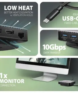 AXAGON HMC-UFO USB hub 9in1 10Gbps HDMI M.2 NVMe LA