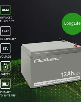 Alternative view of Qoltec AGM battery 12V 12Ah