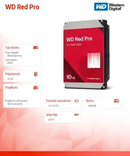 Alternative view of Western Digital Dysk HDD червен Pro 10TB 3,5 cala 256 MB SATA 7200rp WD103KFBX