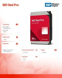 Alternative view of Western Digital Dysk HDD червен Pro 10TB 3,5 cala 256 MB SATA 7200rp WD103KFBX