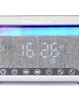 Gembird Digital Alarm Clock with Wireless Charging DAB/FM Radio RGB бял/Gray