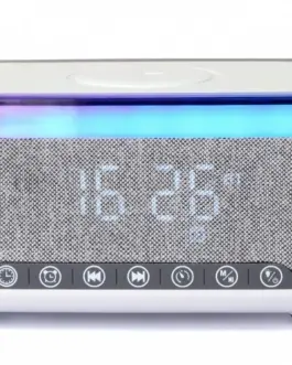 Gembird Digital Alarm Clock with Wireless Charging DAB/FM Radio RGB бял/Gray