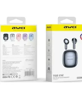 Alternative view of AWEI Bluetooth earphones 5.3 T68 TWS ENC черен