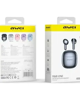 Alternative view of AWEI Bluetooth earphones 5.3 T68 TWS ENC черен