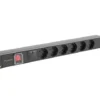 Lanberg PDU rack power strip 19 inch 1U 16A 6x230V schuko 2m черен