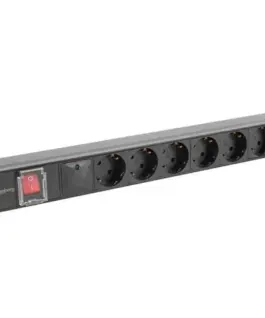 Lanberg PDU rack power strip 19 inch 1U 16A 6x230V schuko 2m черен