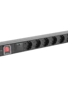 Lanberg PDU rack power strip 19 inch 1U 16A 6x230V schuko 2m черен