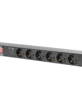 Alternative view of Lanberg PDU rack power strip 19 inch 1U 16A 6x230V schuko 2m черен
