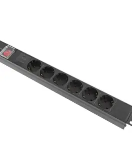Lanberg PDU rack power strip 19 inch 1U 16A 6x230V schuko 2m черен