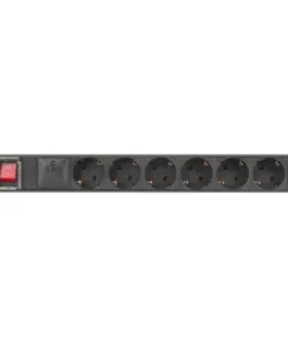 Lanberg PDU rack power strip 19 inch 1U 16A 6x230V schuko 2m черен
