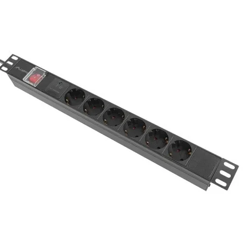 Lanberg PDU rack power strip 19 inch 1U 16A 5xschuko 2m черен