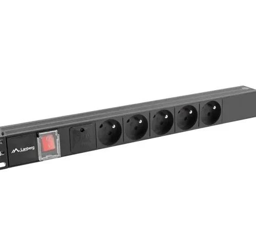 Lanberg PDU rack power strip 19 inch 1U 16A 5x230V 2m черен
