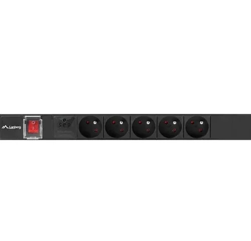 Lanberg PDU rack power strip 19 inch 1U 16A 5x230V 2m черен
