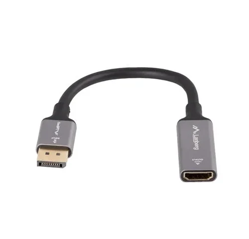 Alternative view of Lanberg Displayport(M)-HDMI(F)8K адаптер on a 20cm silver кабел
