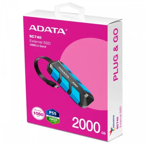 Alternative view of Adata външен SSD SC740 2TB U3.2C 1050/1000 MB/s blue