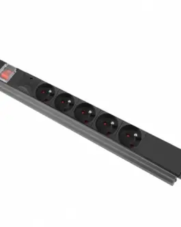 Lanberg PDU rack power strip 19 inch 1U 16A 5x230V 2m черен C14
