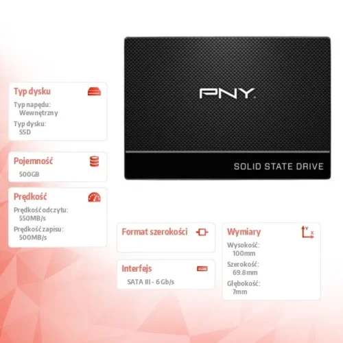 Alternative view of PNY SSD 500GB 2,5 S3 BULK SSD7CS900-500-SI