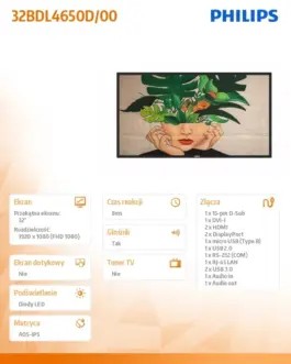 Alternative view of Philips Monitor 32BDL4650D 32 инча Public Display