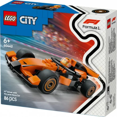 Alternative view of LEGO City 60442 F1 Driver with McLaren Race Car