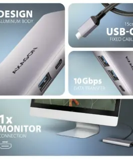 AXAGON HMC-6L2L 2xUSB-A HDMI4K 1x USB-C PD100W USBC LA