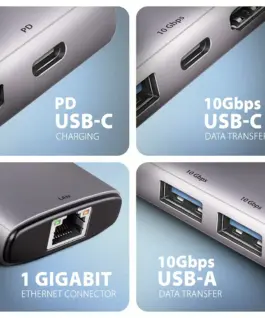 AXAGON HMC-6L2L 2xUSB-A HDMI4K 1x USB-C PD100W USBC LA