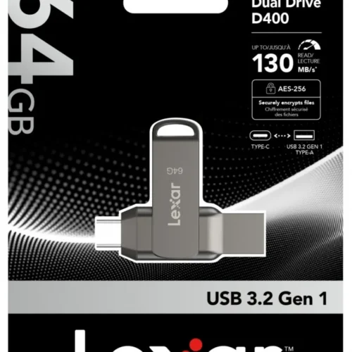 Alternative view of Lexar Pendrive Dual Drive D400 64GB USB-C/A 3.1 130MB/s