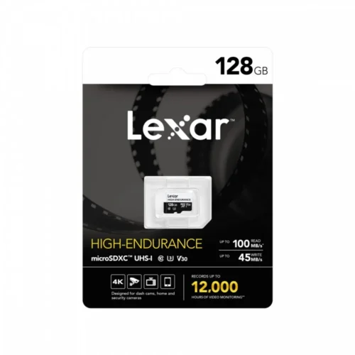 Alternative view of Lexar microSD High Endurance card 128GB C10 A1 U1 V30 100/45MB/s