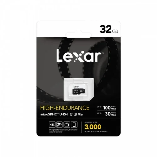 Alternative view of Lexar microSD High Endurance card 32GB C10 A1 U1 V10 100/30MB/s