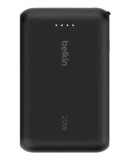 Belkin външна батерия BoostCharge 10k mAh 20w integrated кабел-C, port-C, черен