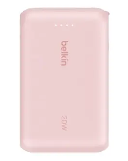 Belkin външна батерия BoostCharge 10k mAh 20w integrated кабел-C, port-C, розов