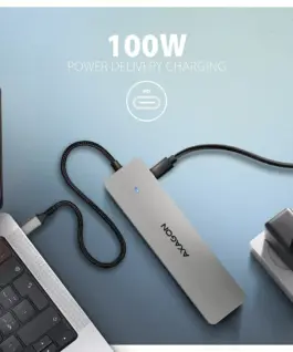 AXAGON HMC-7HX2 USB hub 7in1 5Gbps 2xHDMI GLAN USB-C