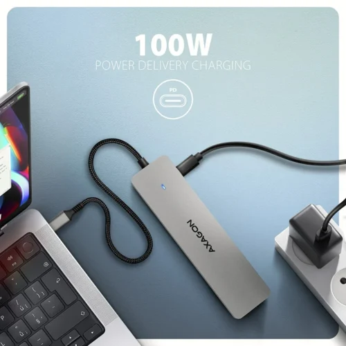 AXAGON HMC-7HX2 USB hub 7in1 5Gbps 2xHDMI GLAN USB-C