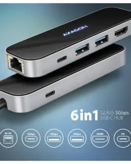 Alternative view of AXAGON HMC-6GLN multiport hub USB-C LAN HDMI PD100W
