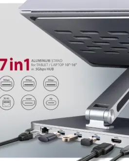 Alternative view of AXAGON HMC-STND USB hub 6in1 ALU stand for Лаптоп