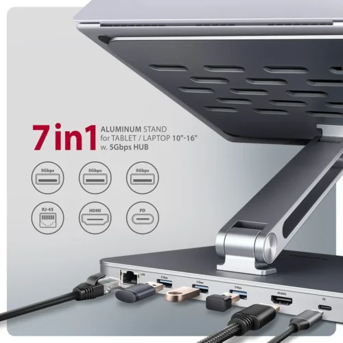 AXAGON HMC-STND USB hub 6in1 ALU stand for Лаптоп
