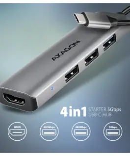 Alternative view of AXAGON HMC-H3A USB hub 4in1 5Gbps HDMI 3xUSB-A USB-