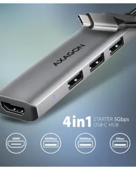 Alternative view of AXAGON HMC-H3A USB hub 4in1 5Gbps HDMI 3xUSB-A USB-