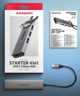AXAGON HMC-H3A USB hub 4in1 5Gbps HDMI 3xUSB-A USB-