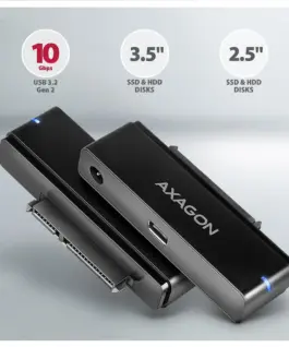 Alternative view of AXAGON  адаптер USB-C ADSA-FPX 10Gbps SATA 6G 2.5/3.5 inches SSD/HDD FASTPORT X, w tym захранващ блок, 60cm USB-C/USB-A кабел