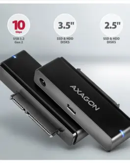 Alternative view of AXAGON  адаптер USB-C ADSA-FPX 10Gbps SATA 6G 2.5/3.5 inches SSD/HDD FASTPORT X, w tym захранващ блок, 60cm USB-C/USB-A кабел