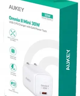 Alternative view of AUKEY мрежово зарядно PA-B1L бял Omnia II Mini1xUSB-C PowerDelivery 30W 5A