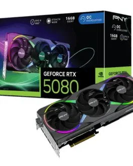PNY видео карта GeForce RTX 5080 OC ARGB 3F 16GB 256-bit 960GB/s