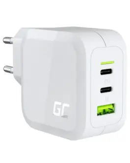 Green Cell зарядно PowerGaN 65W PD 3.0 QC 3.0 2xUSB-C 1xUSB-A бял