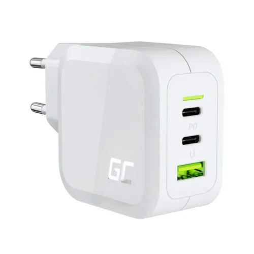 Green Cell зарядно PowerGaN 65W PD 3.0 QC 3.0 2xUSB-C 1xUSB-A бял