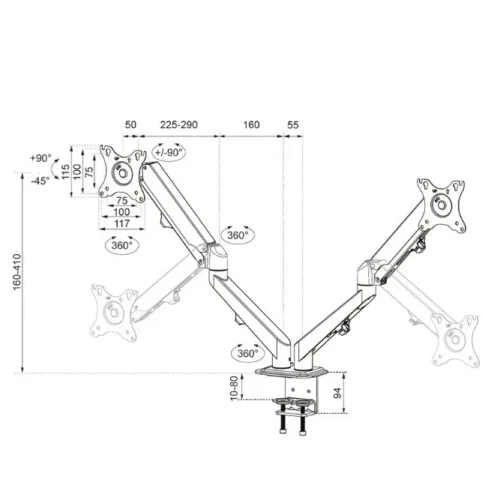 Alternative view of Neomounts Desk holder DS70-700BL2 2LCD